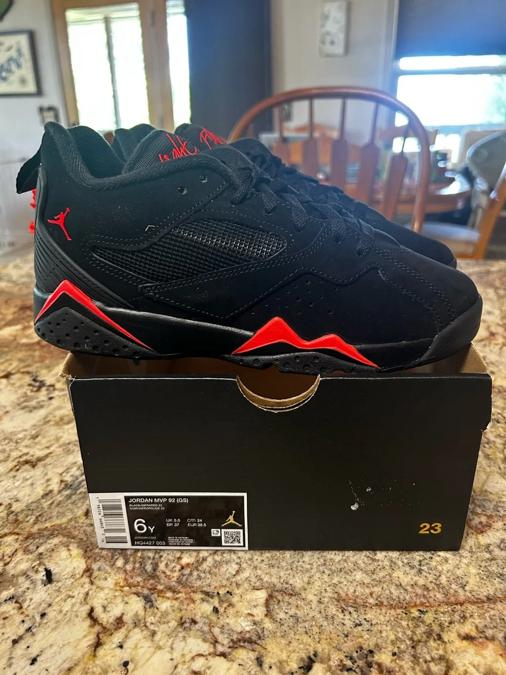 NIB Jordan MVP 23 Nike Black/ Red Big Boy 6 Basketball Athletic Sneaker STICKER